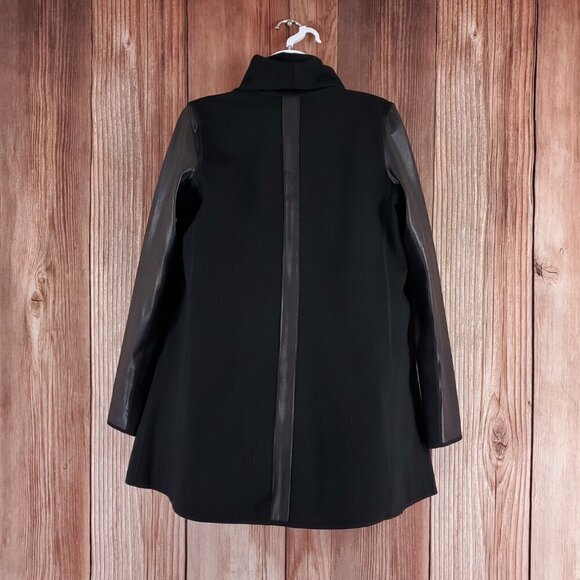 Spanx Womens Small Drape Front Jacket Very Black Convertible Faux Leather 50176R - Picture 4 of 14